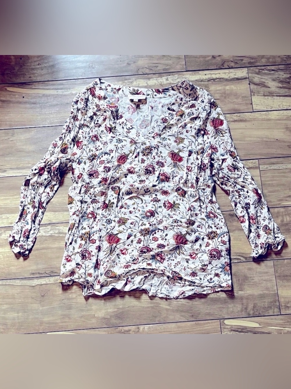 Cynthia Rowley floral long-sleeve blouse size medium